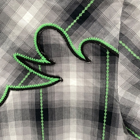 Cruel Girl Shirt Womens  Small Black Gray Green Snaps Embroidered Cowgirl Shirt - Picture 9 of 13